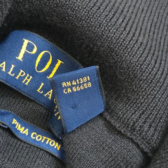 Polo Ralph Lauren Sweater Vest Size L Navy Blue Pima Cotton Purple Logo - Picture 4 of 13